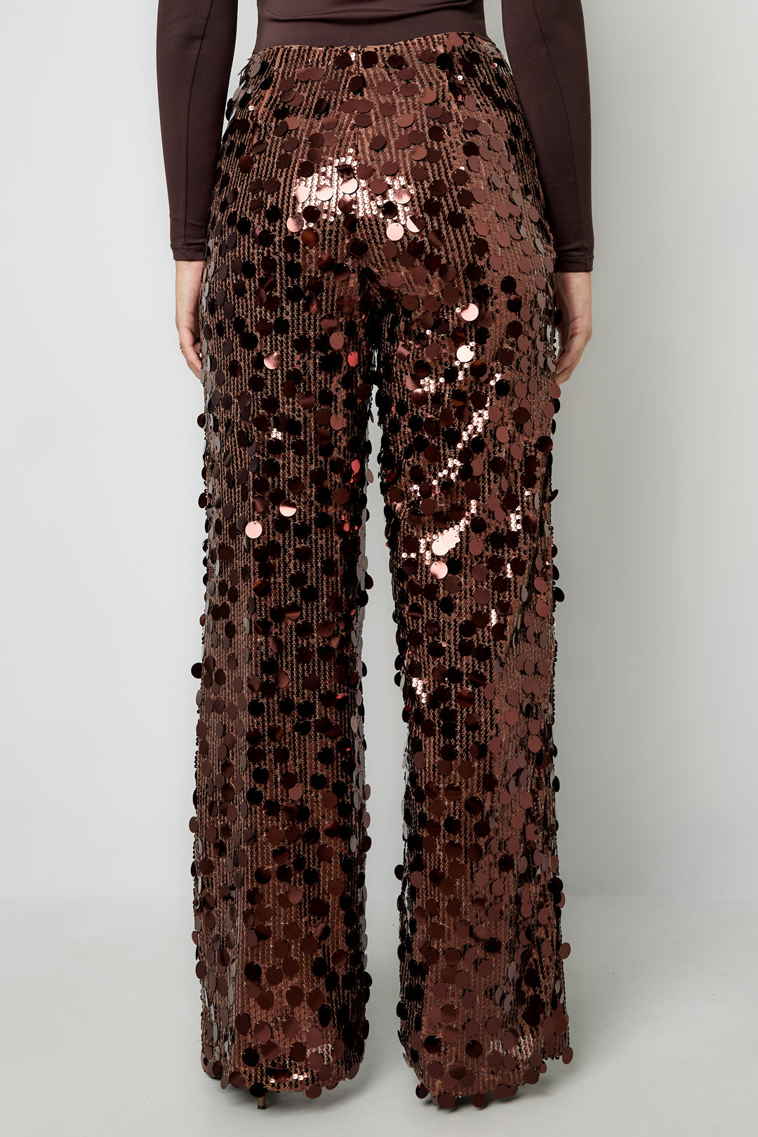 Woven Polyester Fiber Women's Straight Leg Pants Sequins Elegant
