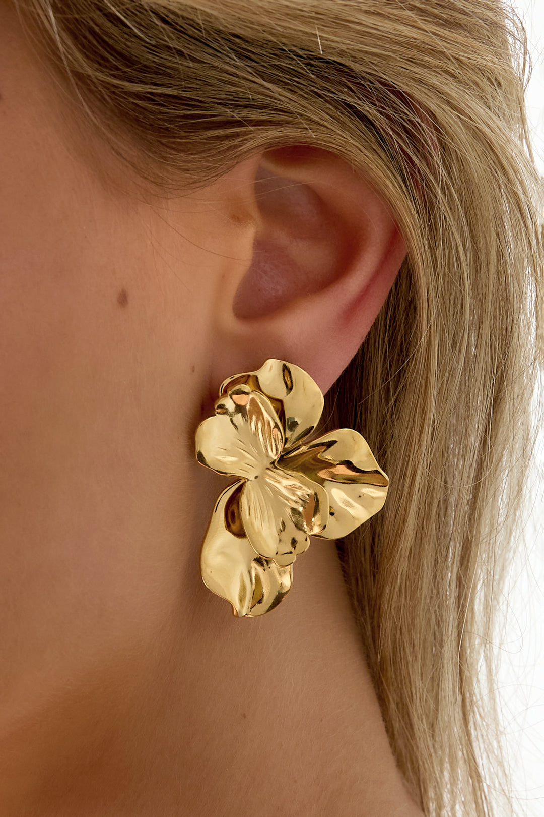 Half flower statement earrings