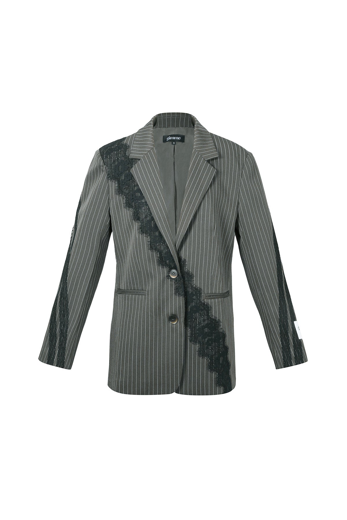 Woven Polyester Fiber Women's Suit Set Elegant Stripes Lace Panel