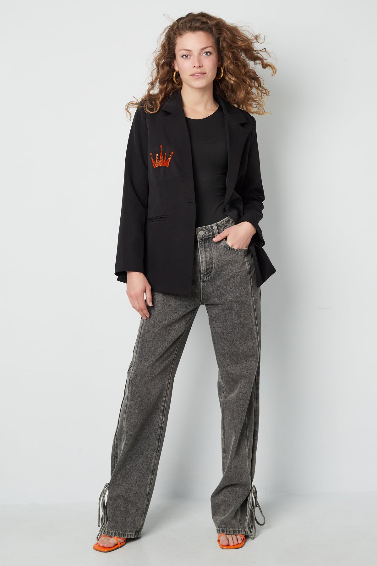 Polyester Women's Suit Blazer Crown Embroidery