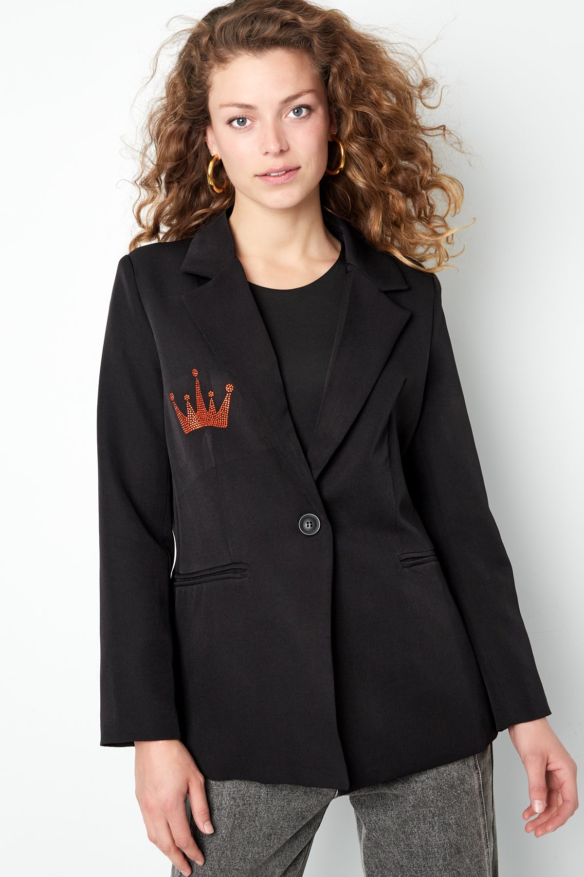 Polyester Women's Suit Blazer Crown Embroidery