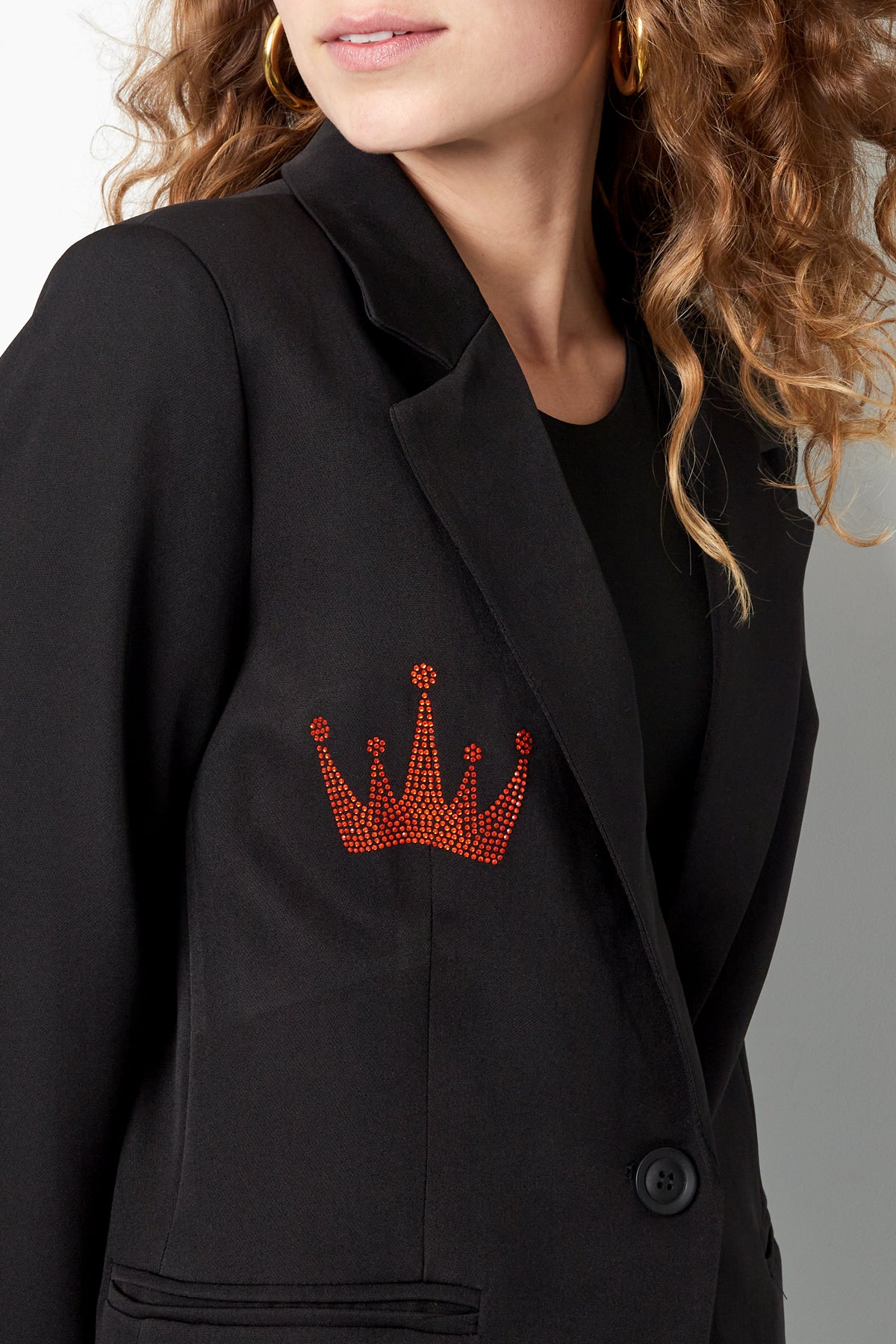 Polyester Women's Suit Blazer Crown Embroidery