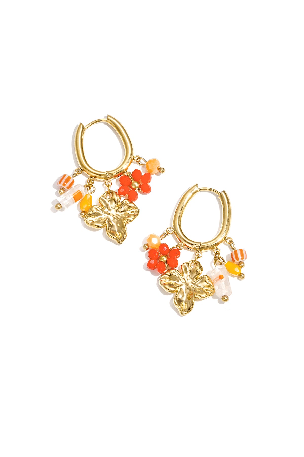 Earrings with various dangling beads