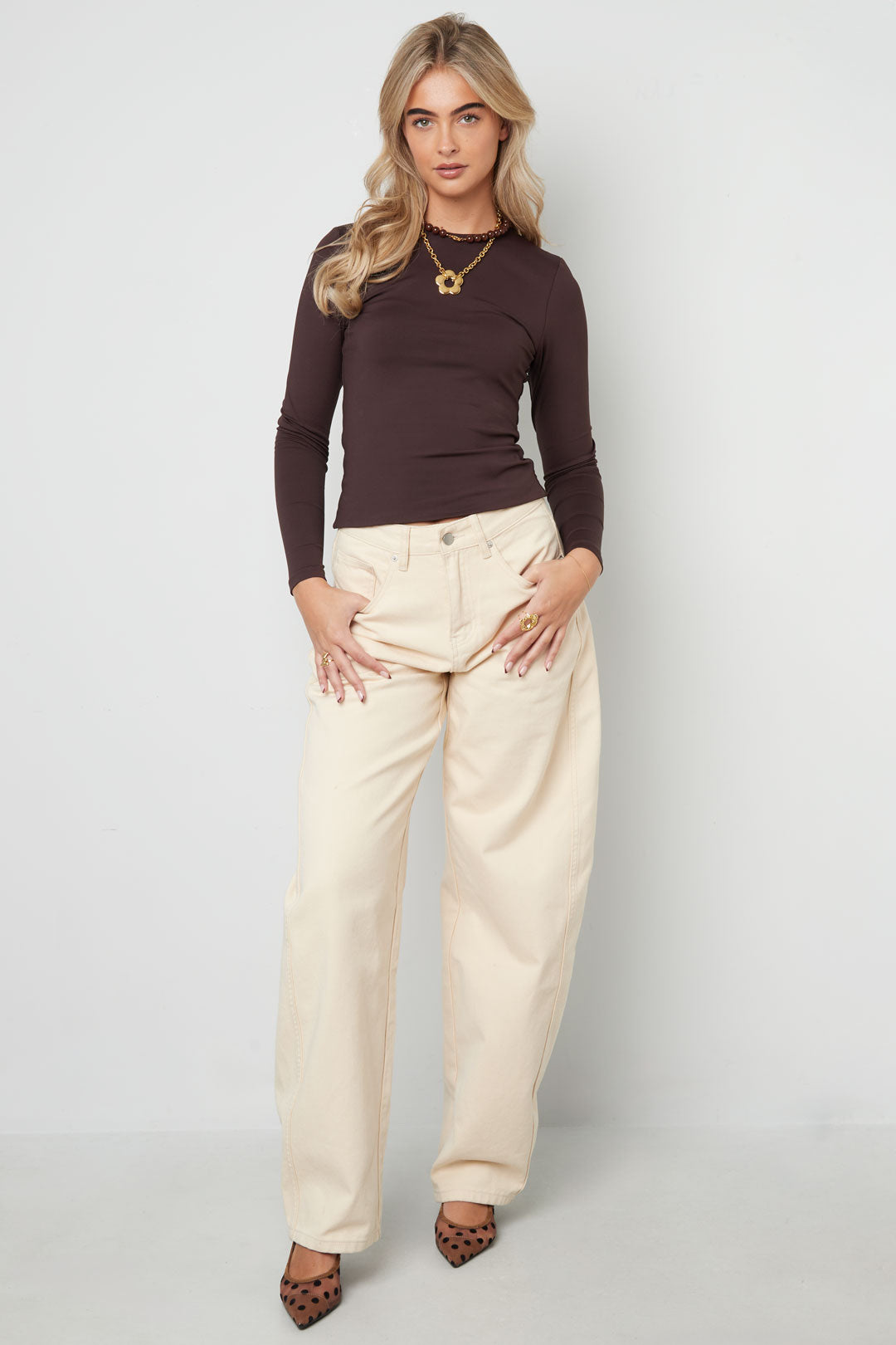 Knitted Nylon Women's Long Sleeve Top Basic Solid Color