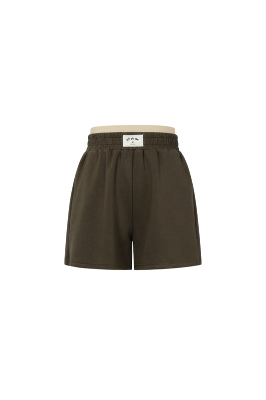 Knitted Polyester Fiber Women's Casual Shorts Sporty Solid Color