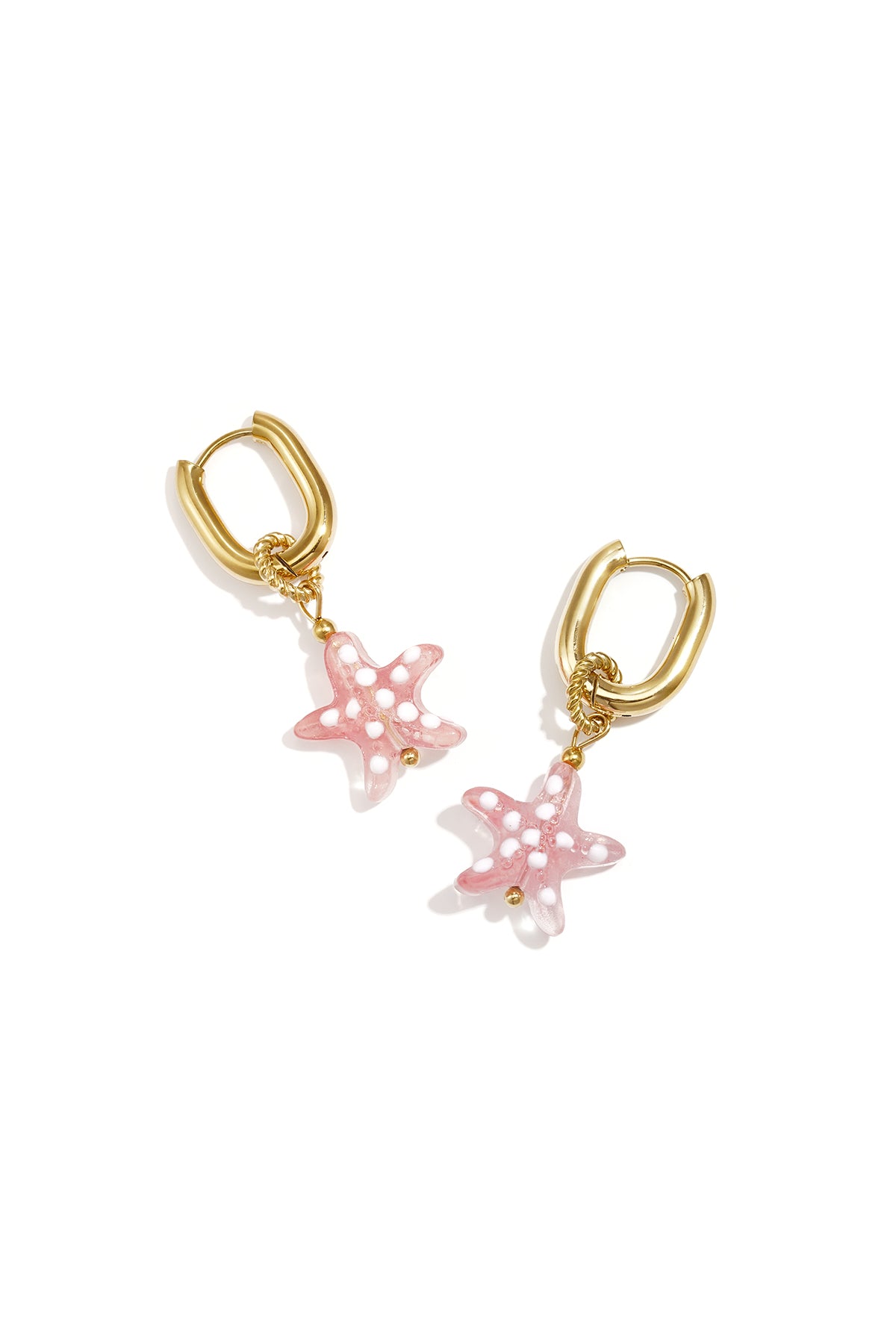 Earrings with spotted starfish