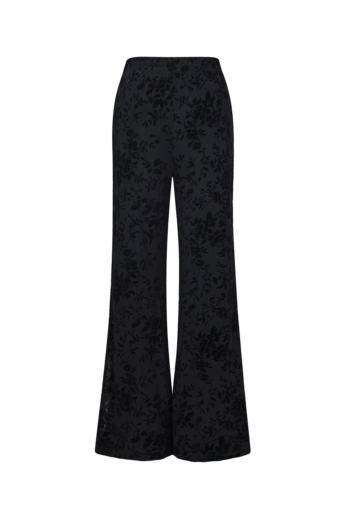 Mesh pants with suede floral print – designed to match