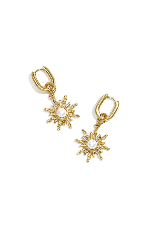 Squoval earrings with boho sun charm