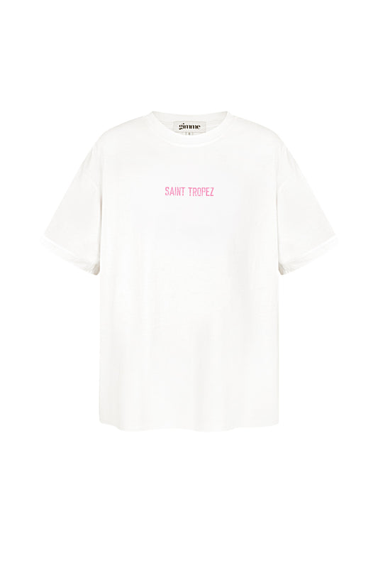 Cotton Women's T-shirt Oversized Saint Tropez Print