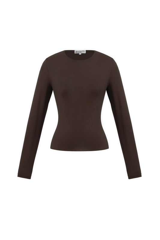 Knitted Nylon Women's Long Sleeve Top Basic Solid Color