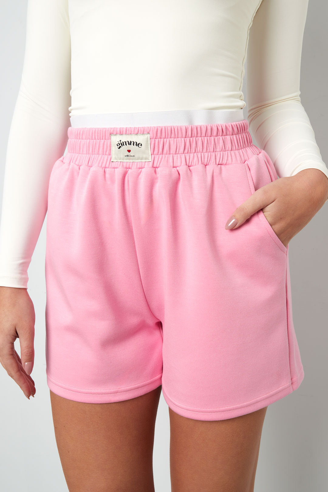 Knitted Polyester Fiber Women's Casual Shorts Sporty Solid Color
