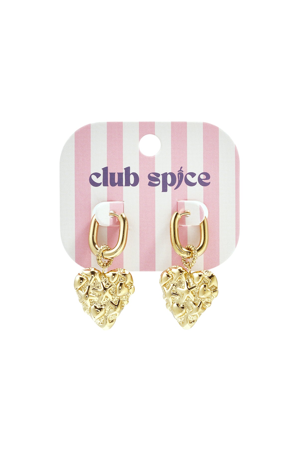 Squoval earrings with heart with star pattern