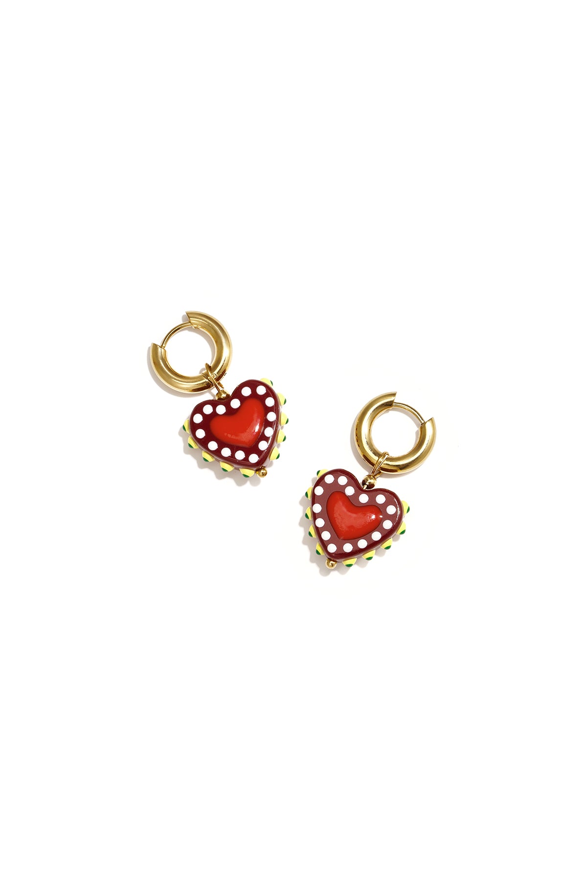 Earrings with heart in candy motif