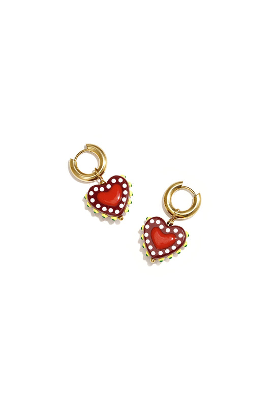 Earrings with heart in candy motif
