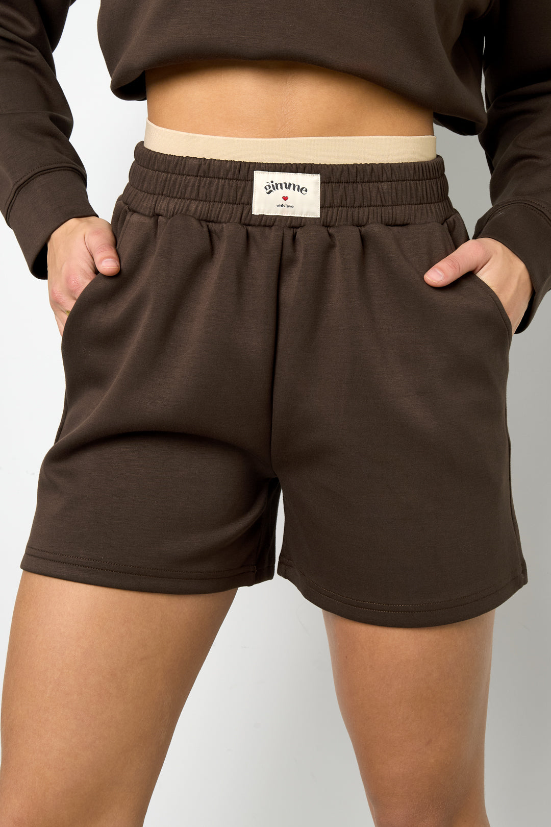 Knitted Polyester Fiber Women's Casual Shorts Sporty Solid Color