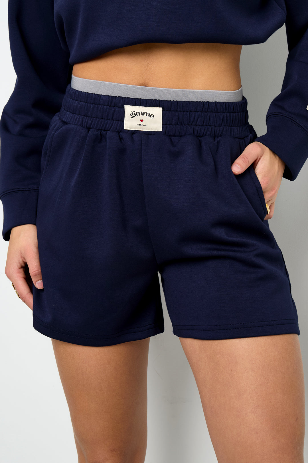 Knitted Polyester Fiber Women's Casual Shorts Sporty Solid Color