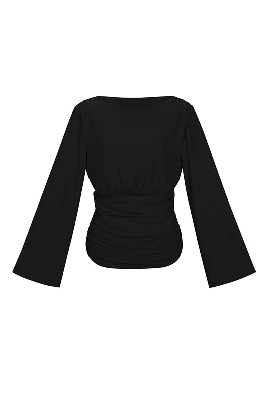 Polyester Fiber (Polyester) Long sleeve tops Solid Color Elegant All Fit  Clothes