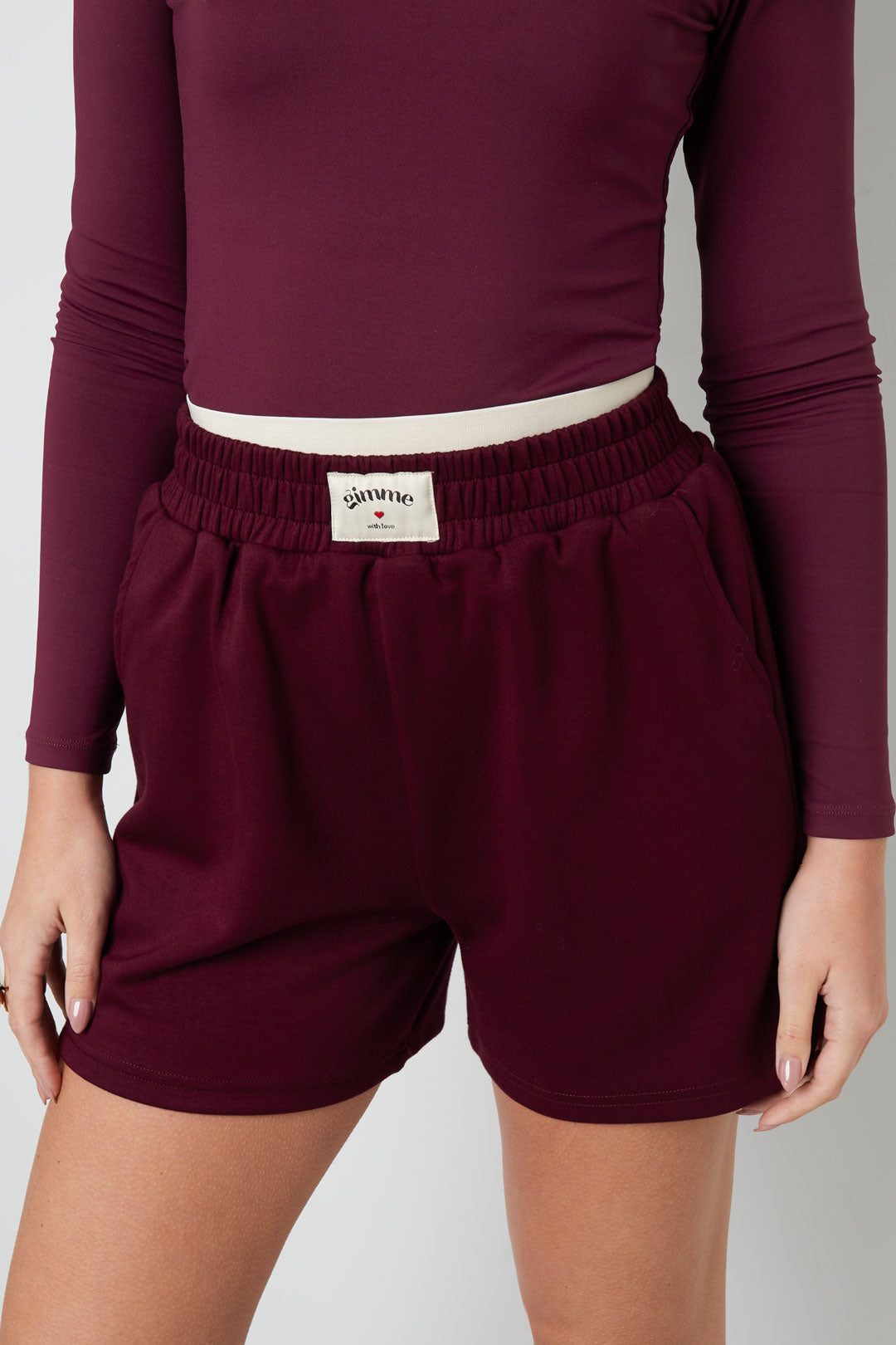 Knitted Polyester Fiber Women's Casual Shorts Sporty Solid Color